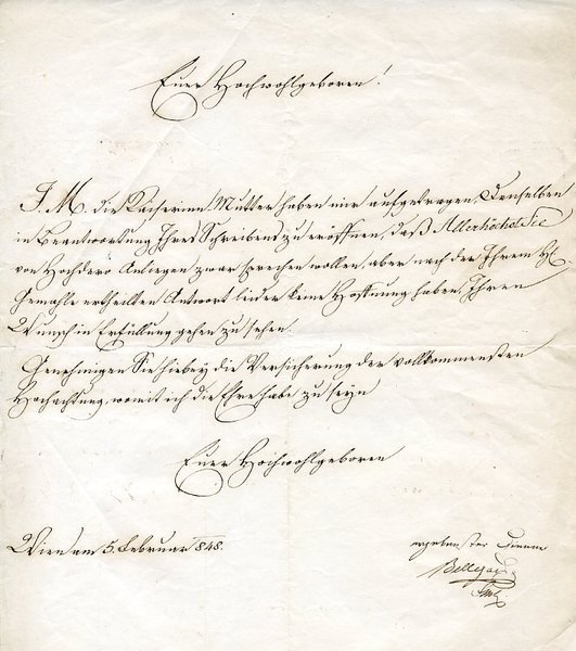 Brief mit eigenh. U. ("Bellegarde").