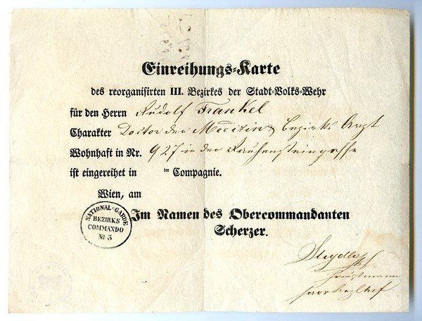 Einreihungs-Karte des reorganisirten III. Bezirks der Stadt-Volks-Wehr.