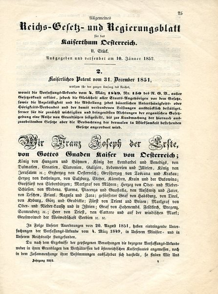 Reichs-Gesetz- und Regierungsblatt für das Kaiserthum Oesterreich.