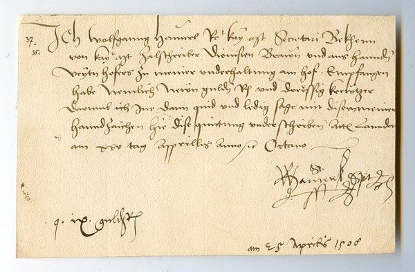 Receipt signed. Landau/Pfalz, 25 April 1508.