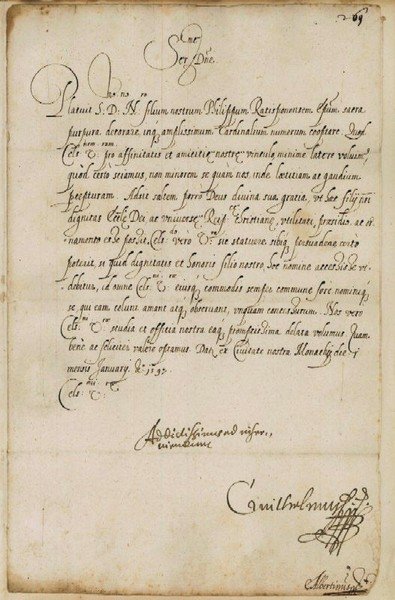 Letter signed ("Guilhelmus").