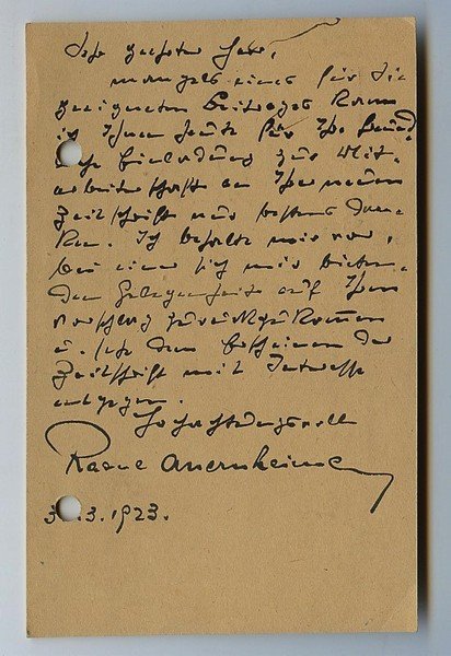 Eigenh. Postkarte mit U.