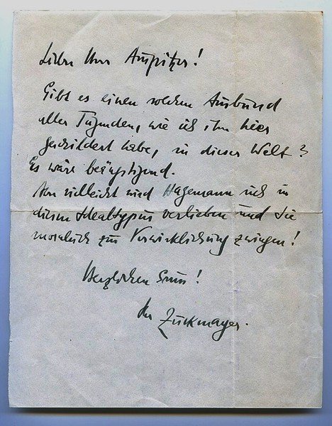 Eigenh. Brief mit U. ("Zuckmayer").