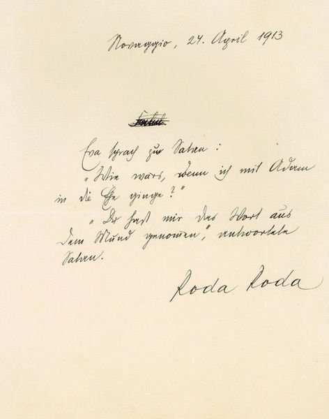 Eigenh. Albumblatt mit U. ("Roda Roda").