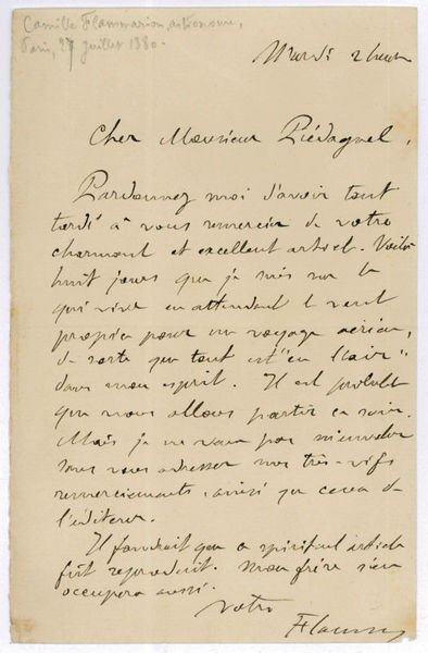 Autograph letter signed ("Flammarion").