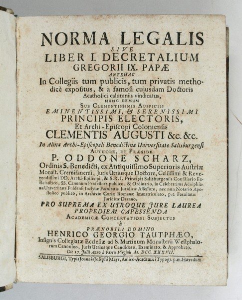 Norma legalis sive liber I. decretalium Gregorii IX. papae.