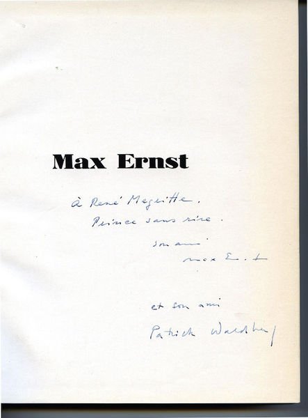 Autograph inscription signed. In: Patrick Waldberg: Max Ernst.