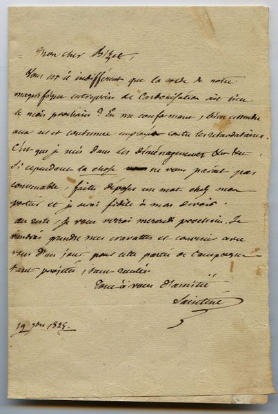 Autograph letter signed ("Saintine").