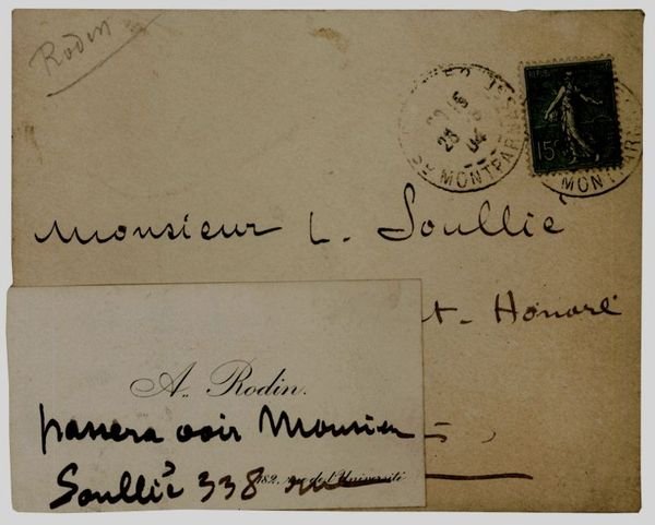 Visiting card and envelope.