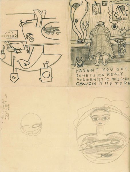 4 Zeichnungen eines nicht identifizierten Künstlers.