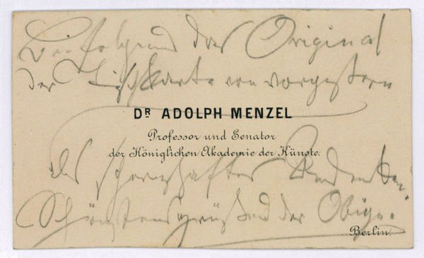 Eigenh. Visitenkarte mit U. ("der Obige").