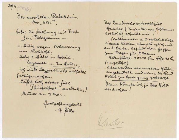 Eigenh. Brief mit U. ("H. Zille").