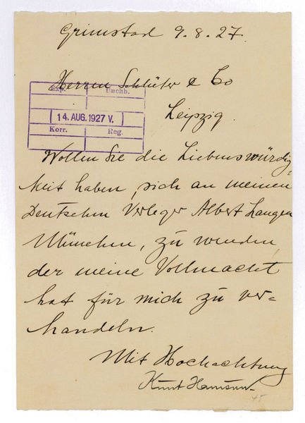 Letter signed.
