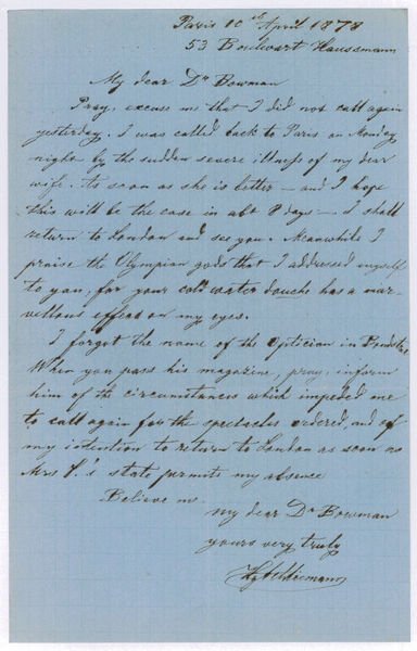 Autograph letter signed ("HSchliemann").