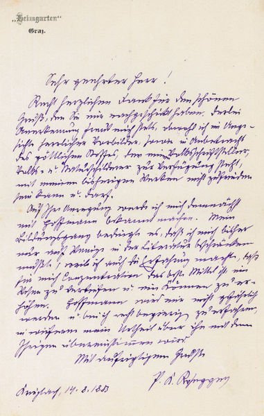 Eigenh. Brief mit U. ("P. K. Rosegger").