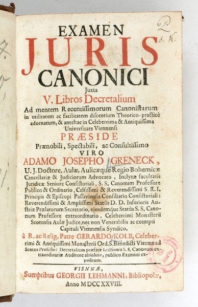 Examen juris canonici juxta V libros decretalium. | Immagine principale