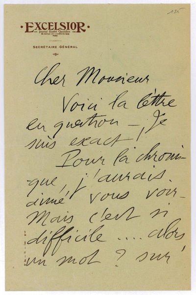 Autograph letter signed ("Farrère").