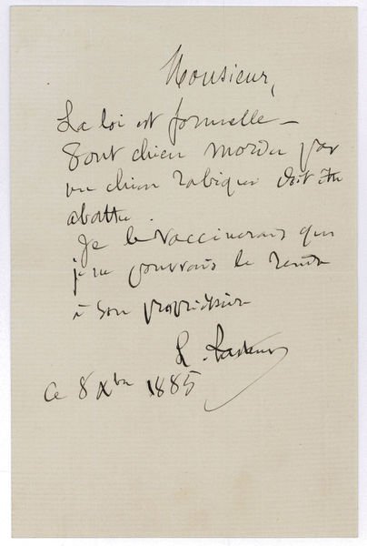 Autograph letter signed ("L. Pasteur").