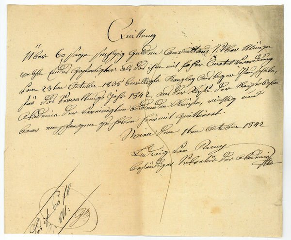 2 eigenh. Quittung mit U.