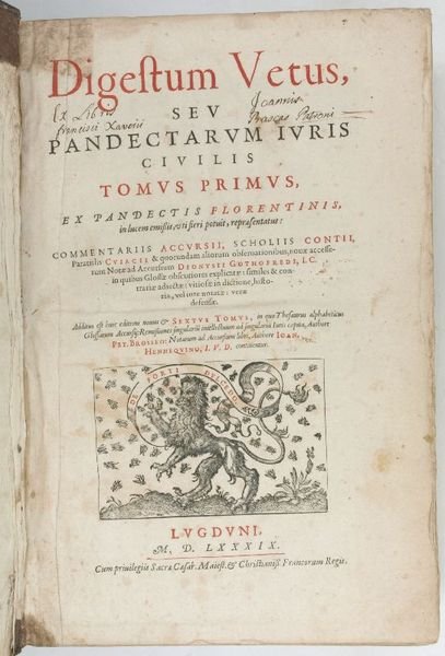 Digestum vetus, seu pandectarum iuris civilis. Tomus primus [.].