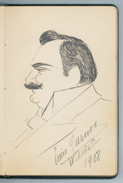 Erinnerungsalbum eines Opernliebhabers mit Einträgen von Roald Amundsen, Enrico Caruso, …