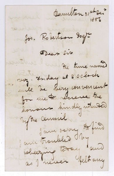 Autograph letter signed ("David Livingstone").