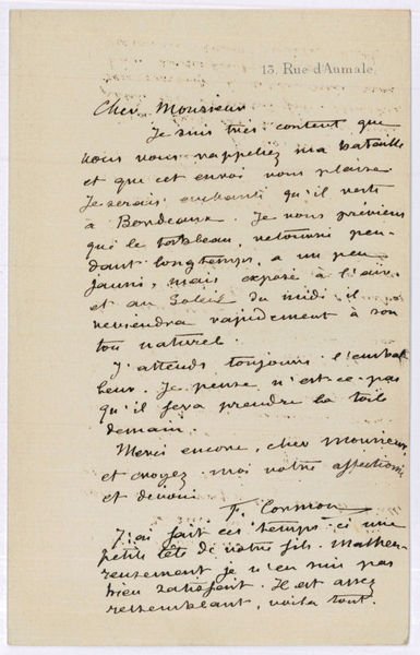 Autograph letter signed ("F. Cormon").