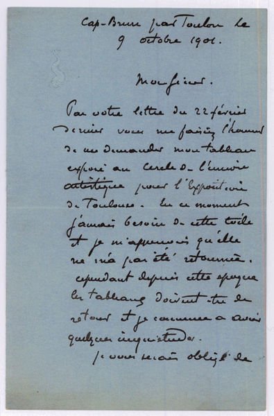 Autograph letter signed.