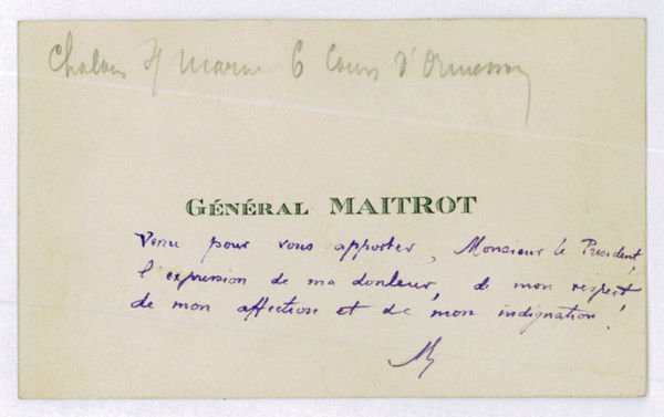 Autograph visiting card signed.