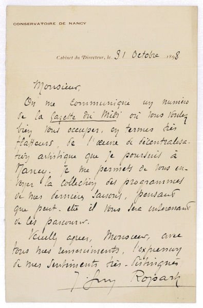 Autograph letter signed.