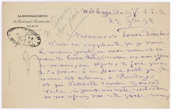 Autograph letter signed.