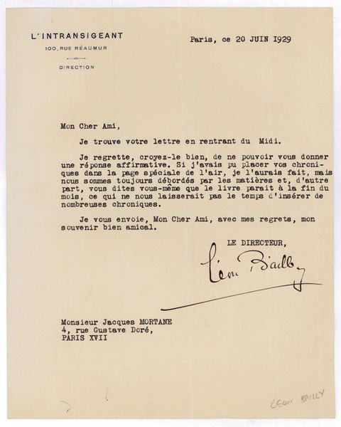 Typed letter signed.