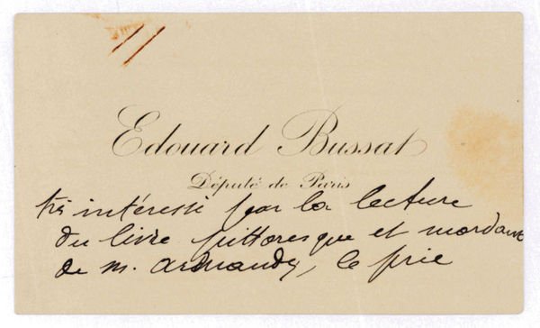 Autograph visiting card monogrammed.