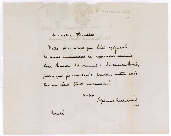 Autograph letter signed ("Stéphane Mallarmé").