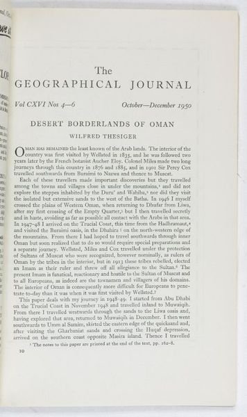 Desert Borderlands of Oman. (In: The Geographical Journal. Vol. CXVI …