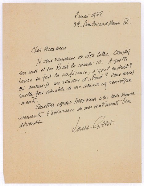 Autograph letter signed.