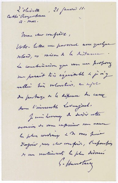 Autograph letter signed.