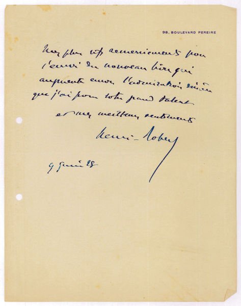 Autograph letter signed.