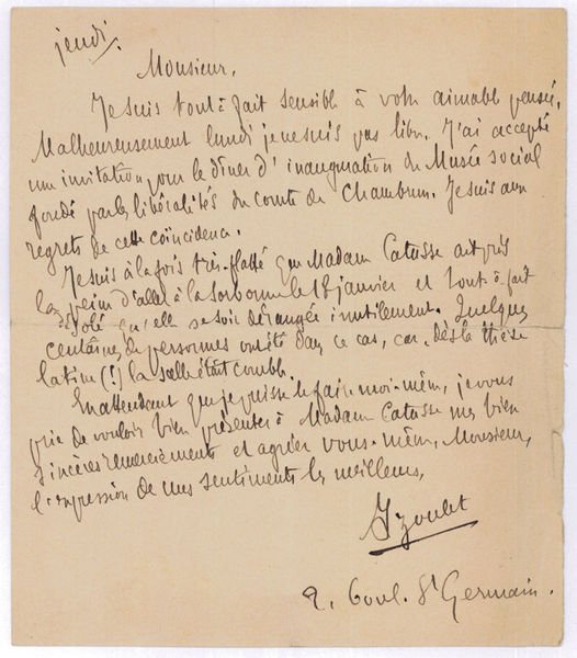 Autograph letter signed.