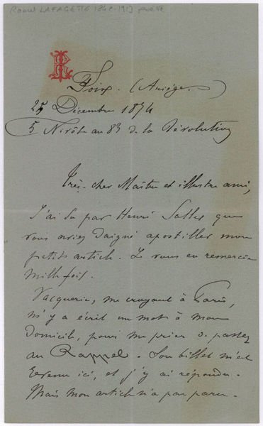 Autograph letter signed.
