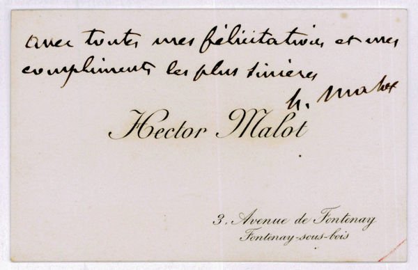 Autograph visiting card signed.