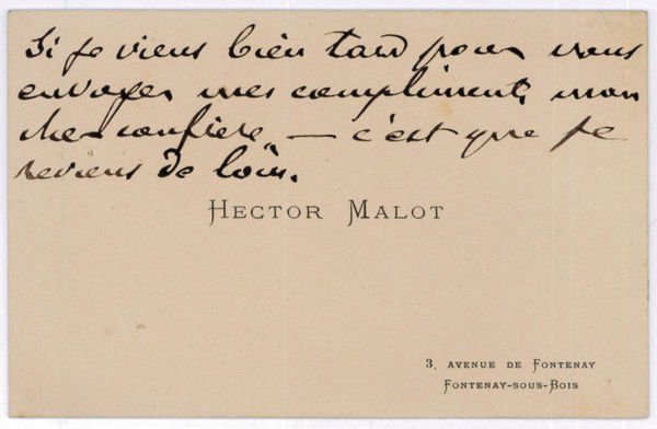 Autograph visiting card.