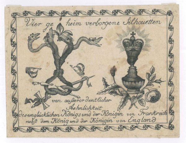 Vier geheim verborgene Silhouetten von ausserordentlicher Aehnlichkeit des unglücklichen Königs …