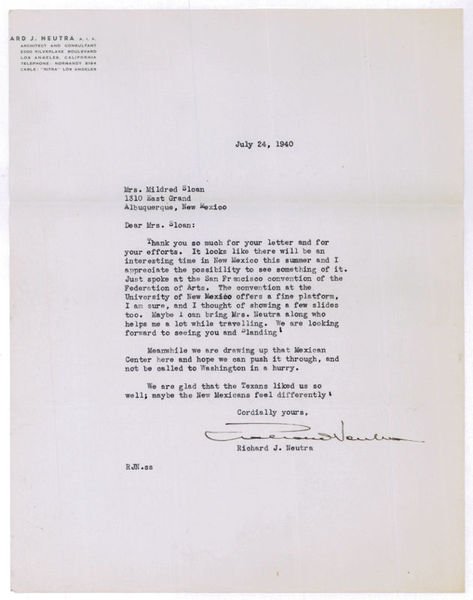 Typed letter signed.