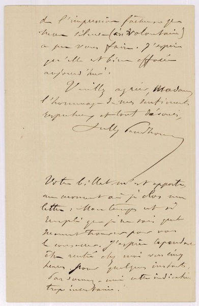 Autograph letter signed ("Sully Prudhomme").