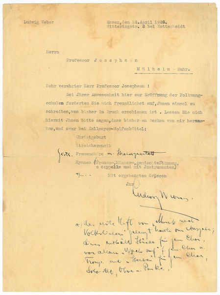 Ms. Brief mit eigenh. Notizen und U.