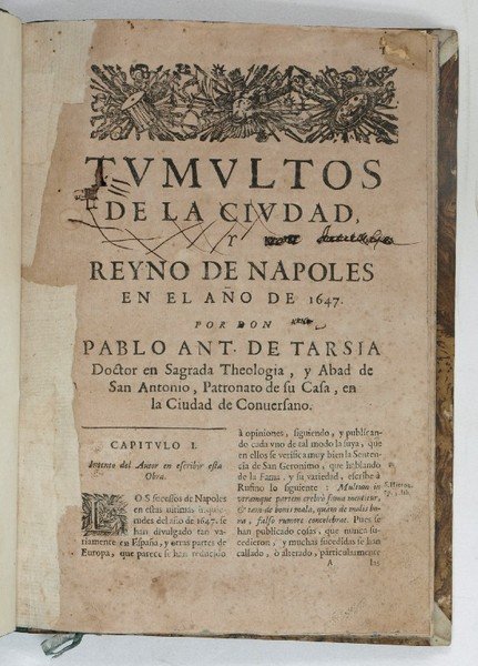 Tumultos de la ciudad y Reyno de Napoles, en ano …
