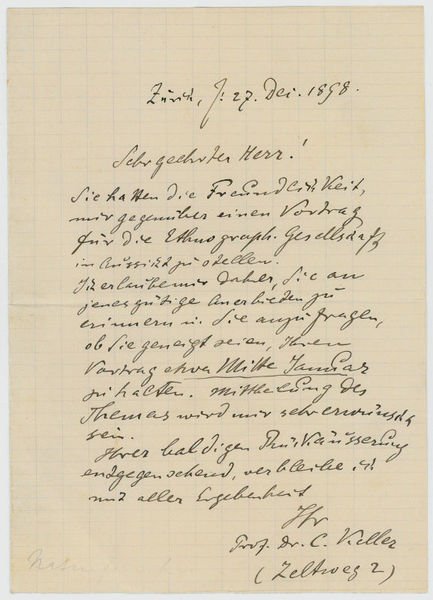 Eigenh. Brief mit U. ("C. Keller").