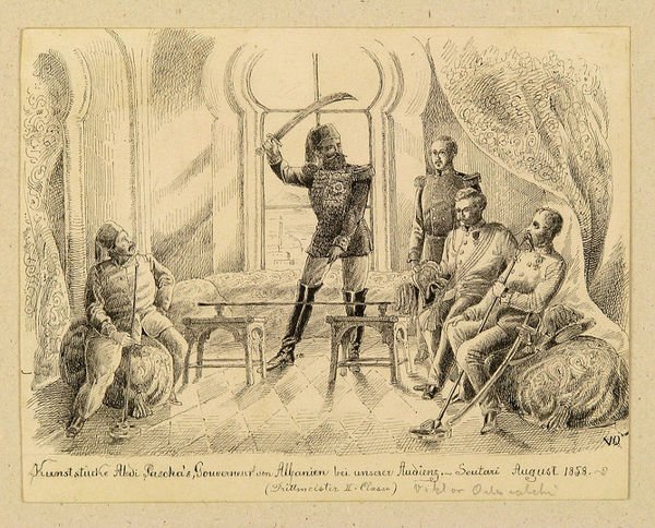 Kunststücke Abdi Pascha's, Gouverneur von Albanien bei unserer Audienz. - …
