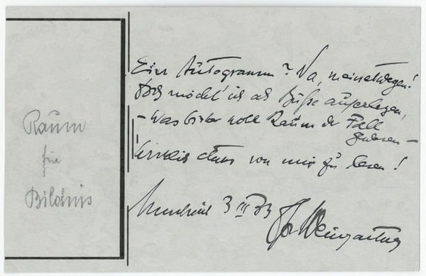 Eigenh. Albumblatt mit U.